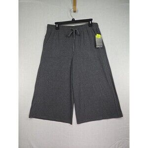 NEW TEK GEAR On The Go Grey Capri Mid Rise Women's Large Dry Tek Stright Active